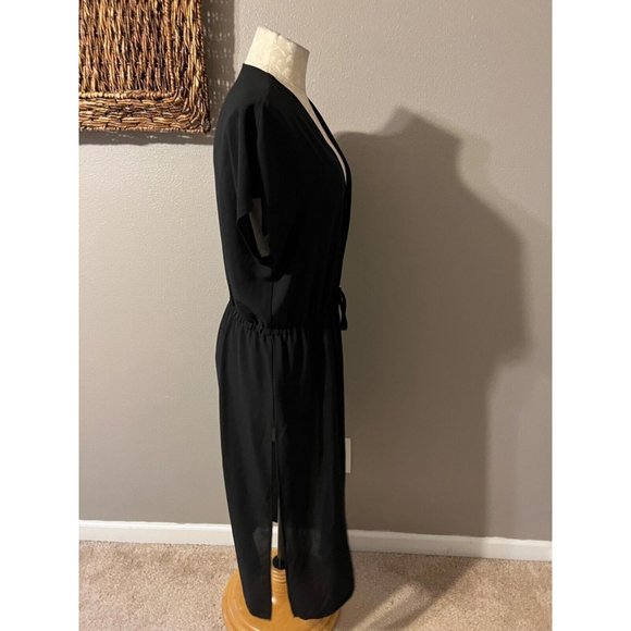J Jill Black Wrap Dress M Medium 6 8 10 Lightweight Layering Piece Washable - Picture 3 of 7